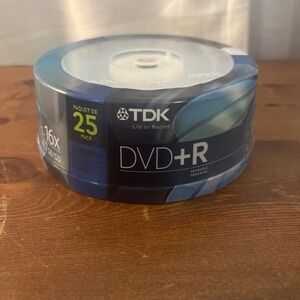 TDK DVD + R 25‎ Pack Recordable/Inscriptable 1-16x 4.7GB SEALED